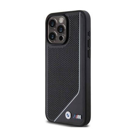 BMW Perforated Twisted Line MagSafe - Etui iPhone 15 Pro (czarny) (BMHMP15L23PUCPK)