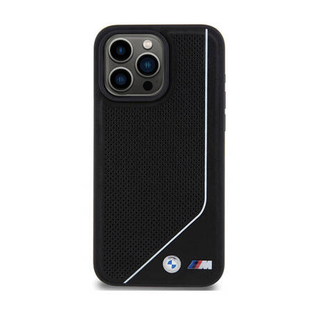 BMW Perforated Twisted Line MagSafe - Etui iPhone 15 Pro (czarny) (BMHMP15L23PUCPK)