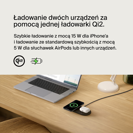 Belkin Bezprzewodowa podkładka ładująca Qi2 15W - czarna (WIZ021VFBK)