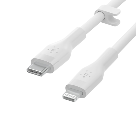 Belkin Kabel silikonowy USB-C / Lightning 1M Biały (CAA009BT1MWH)