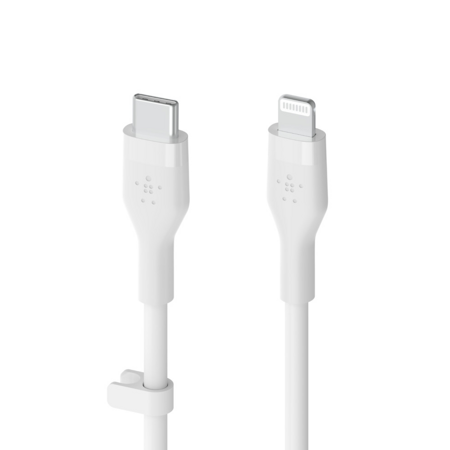 Belkin Kabel silikonowy USB-C / Lightning 1M Biały (CAA009BT1MWH)