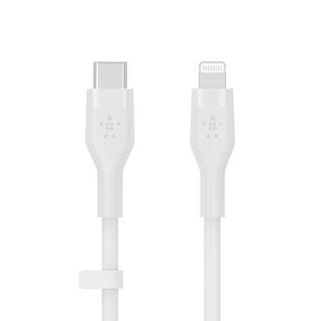 Belkin Kabel silikonowy USB-C / Lightning 1M Biały (CAA009BT1MWH)