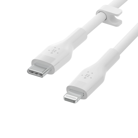 Belkin Kabel silikonowy USB-C / Lightning 3M Biały (CAA009BT3MWH)