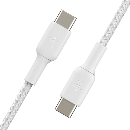 Belkin Kabel w oplocie USB-C na USB-C 60W, 2 m, biały (CAB004BT2MWH)