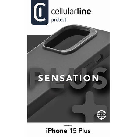 Cellularline Sensation Plus - Etui iPhone 15 Plus z powłoką MICROBAN (czarny) (SENSPLUSIPH15MAXK)