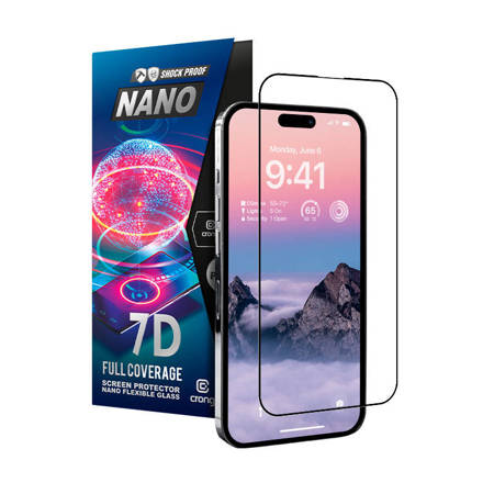 Crong 7D Nano Flexible Glass - Niepękające szkło hybrydowe 9H na cały ekran iPhone 14 Pro Max (CRG-7DNANO-IP14PM)