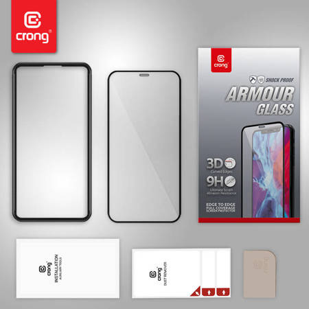 Crong Anti-Bacterial 3D Armour Glass – Szkło hartowane 9H na cały ekran iPhone 12 Mini + ramka instalacyjna (CRG-AB3DAG-IP54)