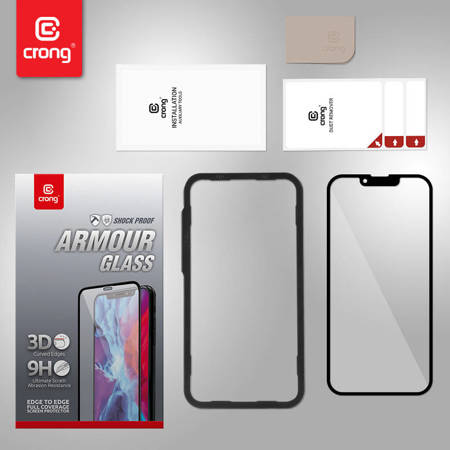 Crong Anti-Bacterial 3D Armour Glass – Szkło hartowane 9H na cały ekran iPhone 13 Pro Max + ramka instalacyjna (CRG-AB3DAG-IP13PM)