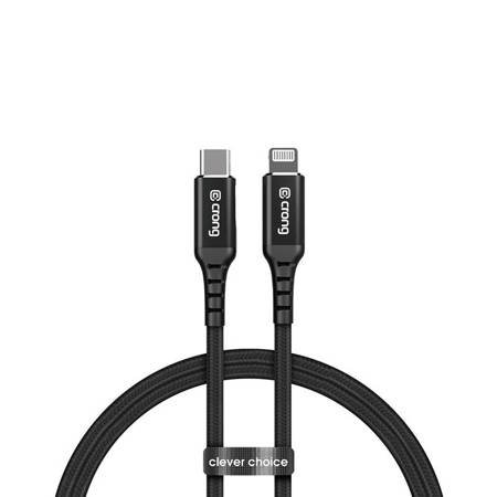 Crong Armor Link – Kabel MFi z USB-C na Lightning w oplocie 150cm (czarny) (CRG-AL15USCL-BLK)