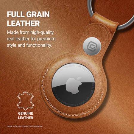 Crong Leather Case with Key Ring – Skórzany brelok do Apple AirTag (brązowy) (CRG-ATL-BRW)