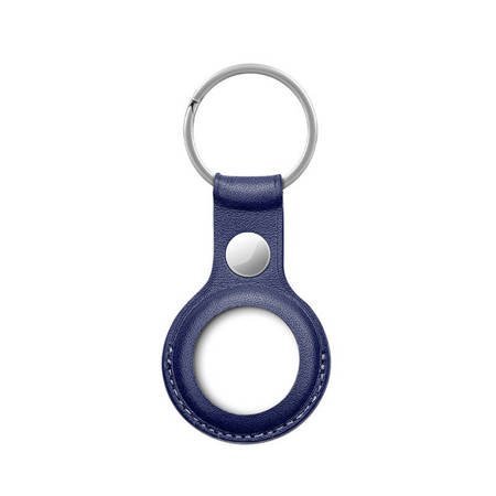 Crong Leather Case with Key Ring – Skórzany brelok do Apple AirTag (granatowy) (CRG-ATL-BLUE)