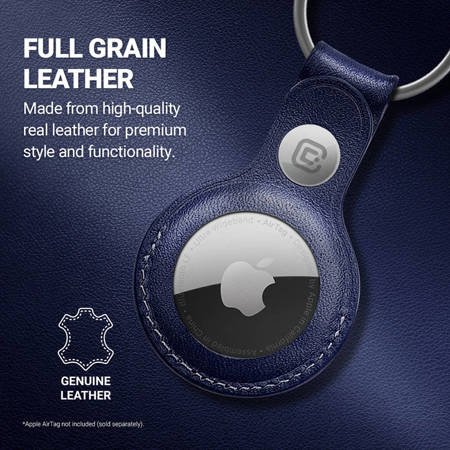 Crong Leather Case with Key Ring – Skórzany brelok do Apple AirTag (granatowy) (CRG-ATL-BLUE)