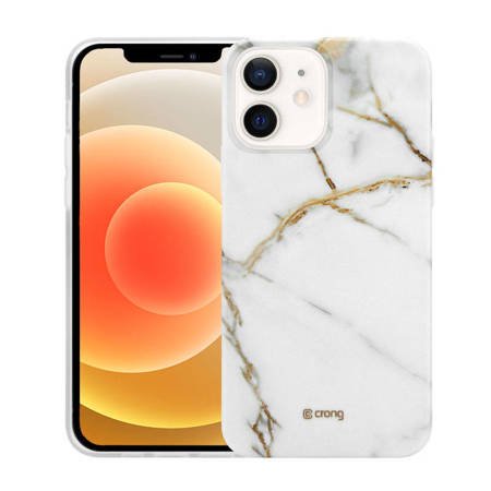 Crong Marble Case - Etui iPhone 12 Mini (biały) (CRG-MRB-IP1254-WHI)