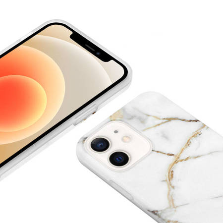 Crong Marble Case - Etui iPhone 12 Mini (biały) (CRG-MRB-IP1254-WHI)