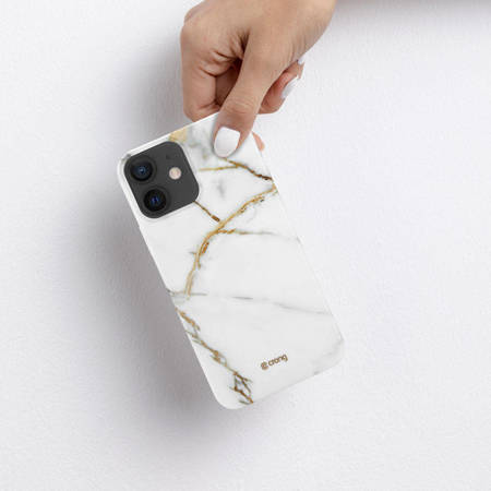 Crong Marble Case - Etui iPhone 12 Mini (biały) (CRG-MRB-IP1254-WHI)