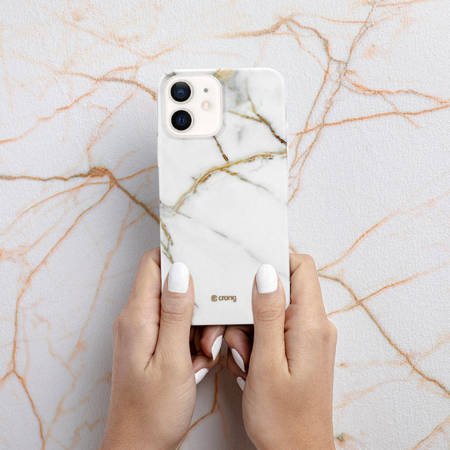 Crong Marble Case - Etui iPhone 12 Mini (biały) (CRG-MRB-IP1254-WHI)