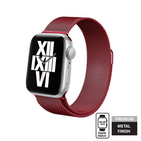 Crong Milano Steel – Pasek ze stali nierdzewnej do Apple Watch 38/40/41 mm (czerwony) (CRG-40MST-RED)