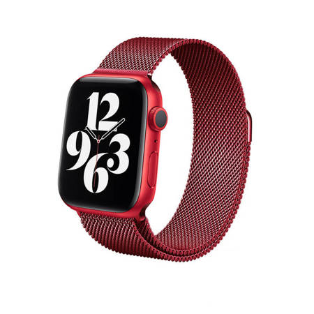 Crong Milano Steel – Pasek ze stali nierdzewnej do Apple Watch 38/40/41 mm (czerwony) (CRG-40MST-RED)