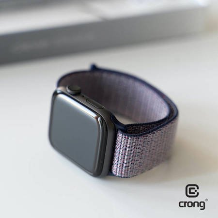 Crong Nylon - Pasek sportowy do Apple Watch 42/44/45/49mm (Midnight Blue) (CRG-44NLB-MBL)