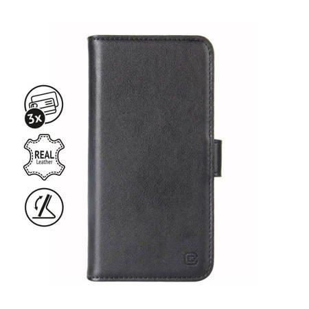 Crong Premium Booklet Wallet - Skórzane etui iPhone 11 Pro Max z kieszeniami + funkcja podstawki (czarny) (CRG-BKW1-IP11PM-BLK)