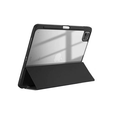 Crong PrimeFolio – Etui iPad Pro 11" (4-3 gen) / iPad Air 10.9” (2022-2021) z podstawką i ładowaniem Apple Pencil (czarny/przezroczysty) (CRG-PRF-IPD11-BLK)