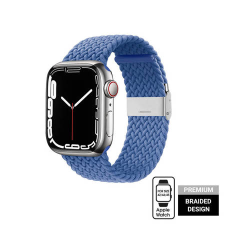 Crong Wave Band – Pleciony pasek do Apple Watch 42/44/45/49 mm (niebieski) (CRG-44WAV-BLU)