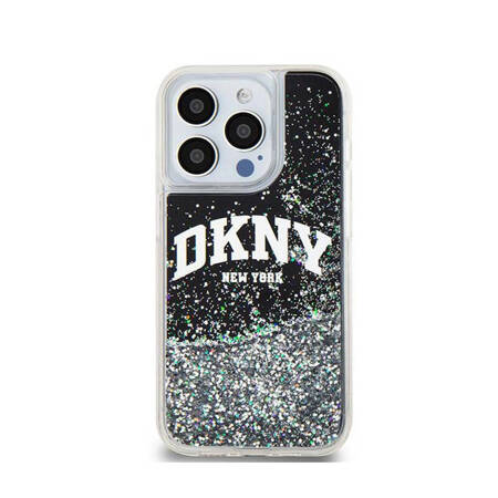 DKNY Liquid Glitter Big Logo - Etui iPhone 15 Pro (czarny) (DKHCP15LLBNAEK)