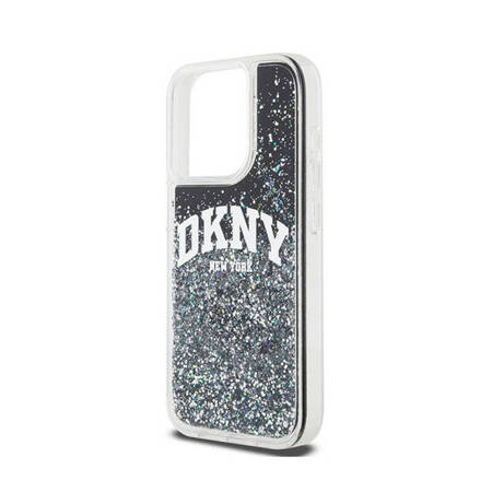 DKNY Liquid Glitter Big Logo - Etui iPhone 15 Pro (czarny) (DKHCP15LLBNAEK)