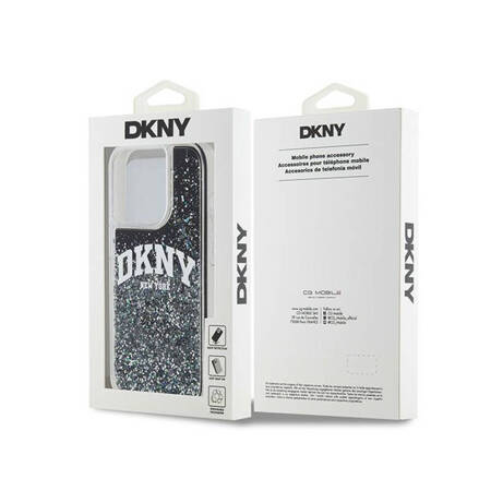 DKNY Liquid Glitter Big Logo - Etui iPhone 15 Pro (czarny) (DKHCP15LLBNAEK)