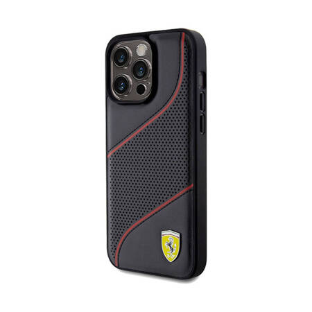 Ferrari Perforated Waves Metal Logo - Etui iPhone 15 Pro Max (czarny) (FEHCP15XPWAK)