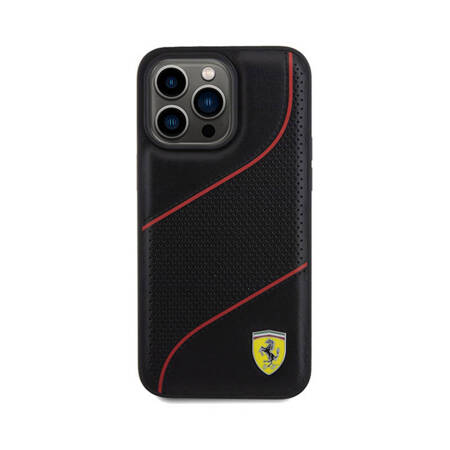 Ferrari Perforated Waves Metal Logo - Etui iPhone 15 Pro Max (czarny) (FEHCP15XPWAK)