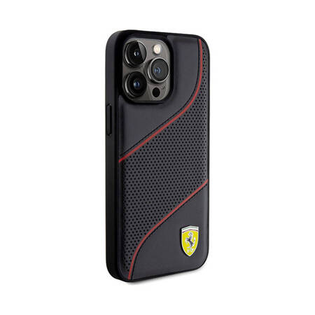 Ferrari Perforated Waves Metal Logo - Etui iPhone 15 Pro Max (czarny) (FEHCP15XPWAK)