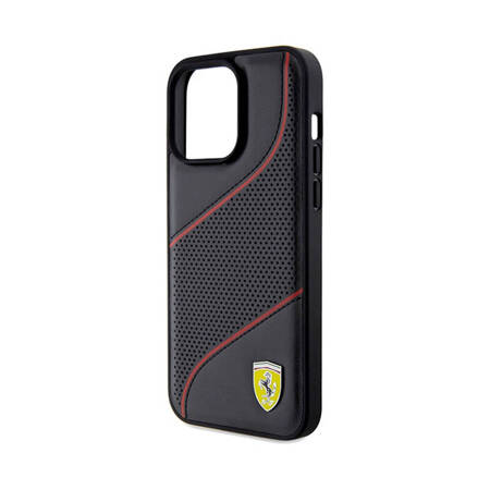 Ferrari Perforated Waves Metal Logo - Etui iPhone 15 Pro Max (czarny) (FEHCP15XPWAK)