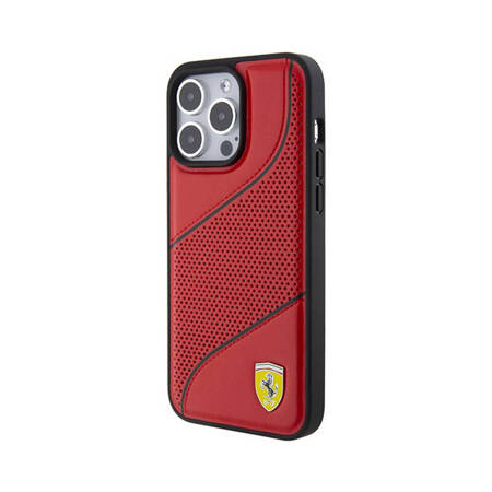 Ferrari Perforated Waves Metal Logo - Etui iPhone 15 Pro Max (czerwony) (FEHCP15XPWAR)