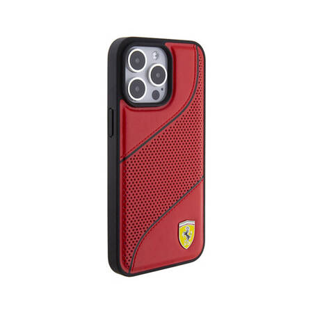 Ferrari Perforated Waves Metal Logo - Etui iPhone 15 Pro Max (czerwony) (FEHCP15XPWAR)