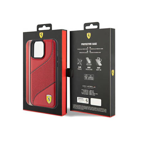 Ferrari Perforated Waves Metal Logo - Etui iPhone 15 Pro Max (czerwony) (FEHCP15XPWAR)