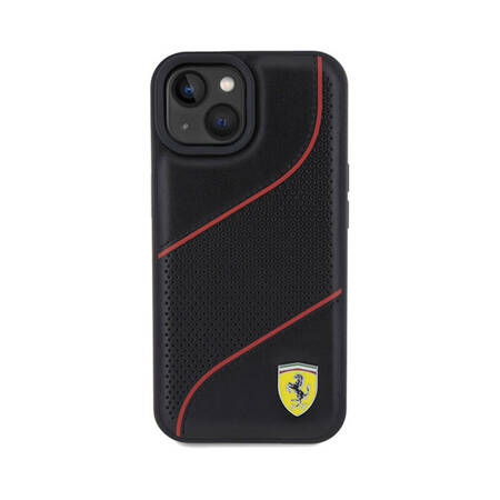 Ferrari Perforated Waves Metal Logo - Etui iPhone 15 (czarny) (FEHCP15SPWAK)