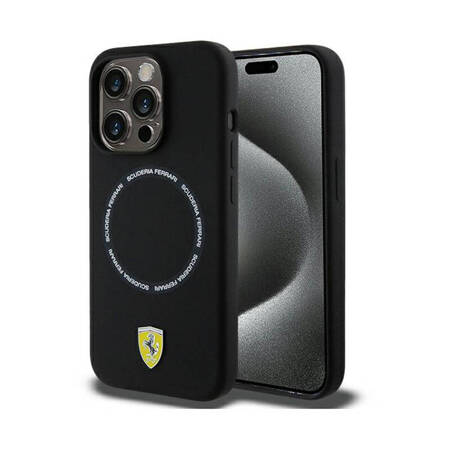 Ferrari Printed Ring MagSafe - Etui iPhone 15 Pro Max (czarny) (FEHMP15XSBAK)