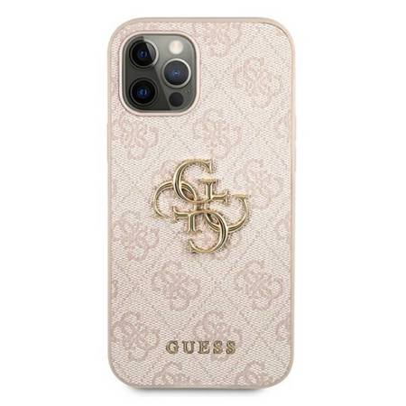 Guess 4G Big Metal Logo - Etui iPhone 12 / iPhone 12 Pro (różowy) (GUHCP12M4GMGPI)