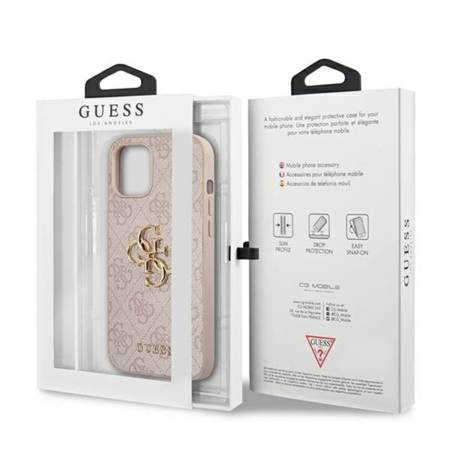 Guess 4G Big Metal Logo - Etui iPhone 12 / iPhone 12 Pro (różowy) (GUHCP12M4GMGPI)