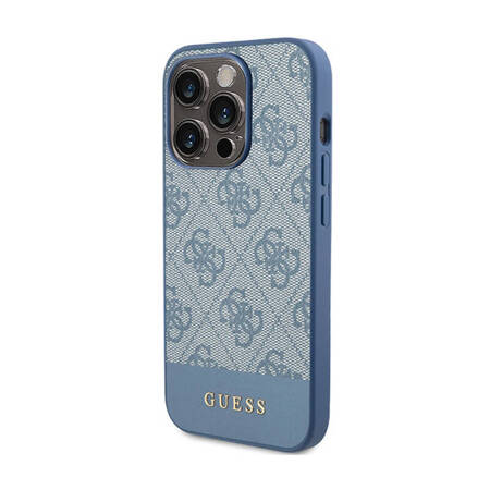 Guess 4G Bottom Stripe Metal Logo Collection - Etui iPhone 15 Pro Max (niebieski) (GUHCP15XG4GLBL)