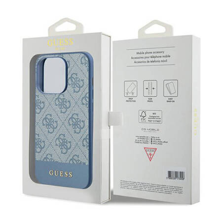 Guess 4G Bottom Stripe Metal Logo Collection - Etui iPhone 15 Pro Max (niebieski) (GUHCP15XG4GLBL)