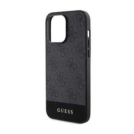 Guess 4G Bottom Stripe Metal Logo Collection - Etui iPhone 15 Pro Max (szary) (GUHCP15XG4GLGR)