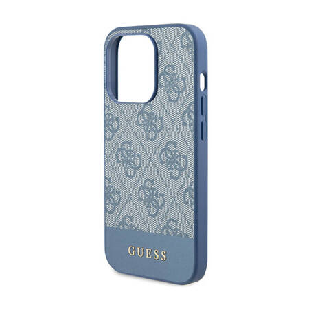 Guess 4G Bottom Stripe Metal Logo Collection - Etui iPhone 15 Pro (niebieski) (GUHCP15LG4GLBL)