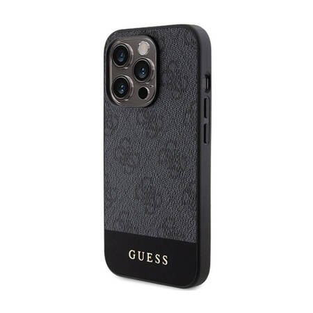 Guess 4G Bottom Stripe Metal Logo Collection - Etui iPhone 15 Pro (szary) (GUHCP15LG4GLGR)