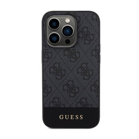 Guess 4G Bottom Stripe Metal Logo Collection - Etui iPhone 15 Pro (szary) (GUHCP15LG4GLGR)