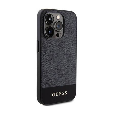 Guess 4G Bottom Stripe Metal Logo Collection - Etui iPhone 15 Pro (szary) (GUHCP15LG4GLGR)