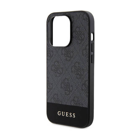 Guess 4G Bottom Stripe Metal Logo Collection - Etui iPhone 15 Pro (szary) (GUHCP15LG4GLGR)