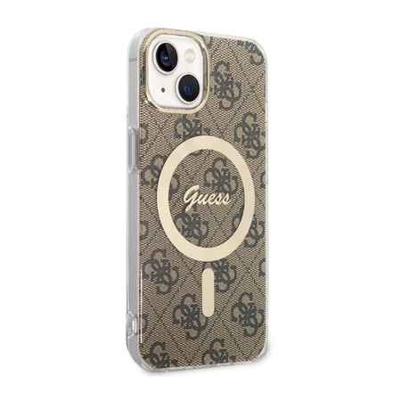 Guess 4G MagSafe - Etui iPhone 14 (Brązowy) (GUHMP14SH4STW)