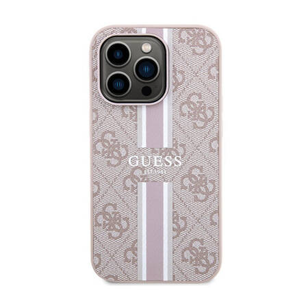 Guess 4G Printed Stripes MagSafe - Etui iPhone 15 Pro Max (różowy) (GUHMP15XP4RPSP)